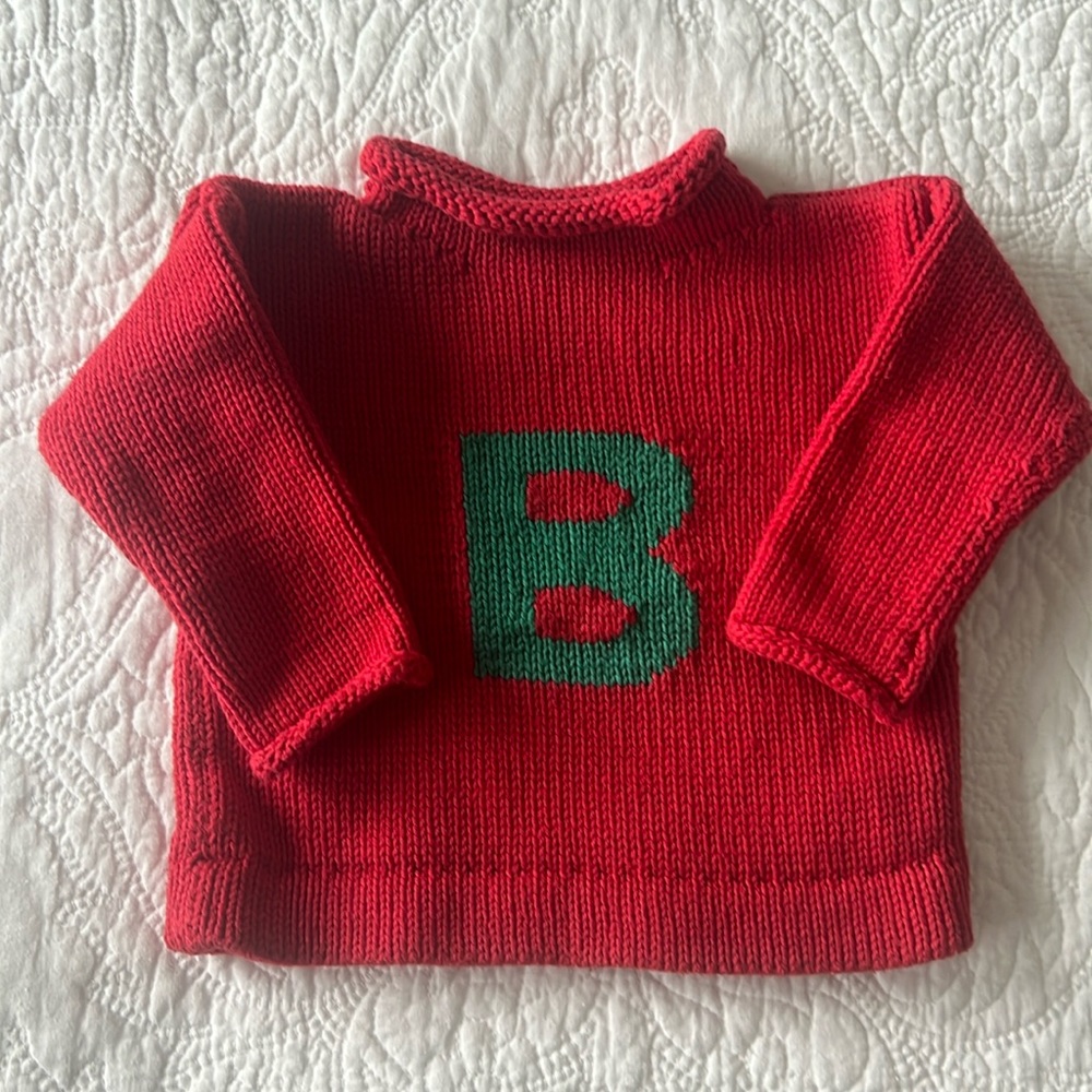 MJK Knits B Initial Rollneck Sweater 12/18 months